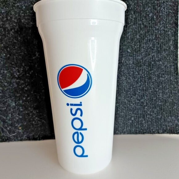 Pepsi Cola Soda White Plastic Cup 7.5 inches tall RARE Three Logos on‎ Cup - Picture 1 of 5